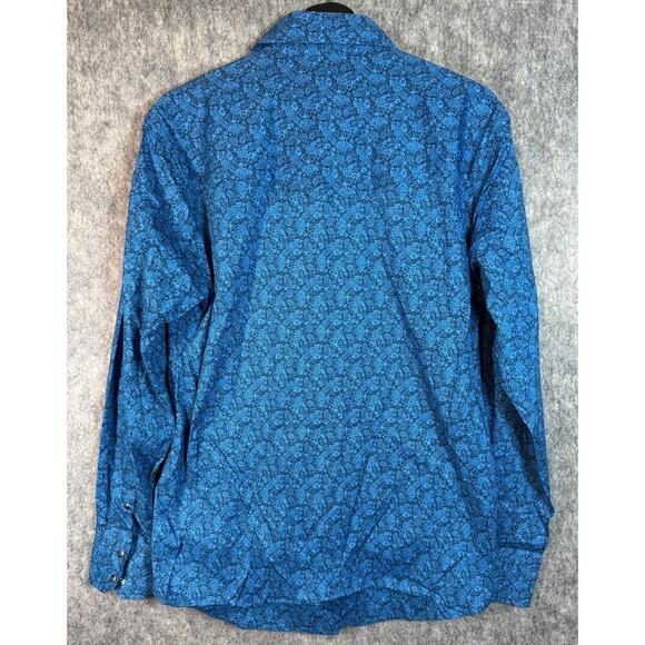 NWT Wrangler 20X Competition Shirt Blue Floral Pearl Snap Western Rodeo - Medium - Picture 3 of 6